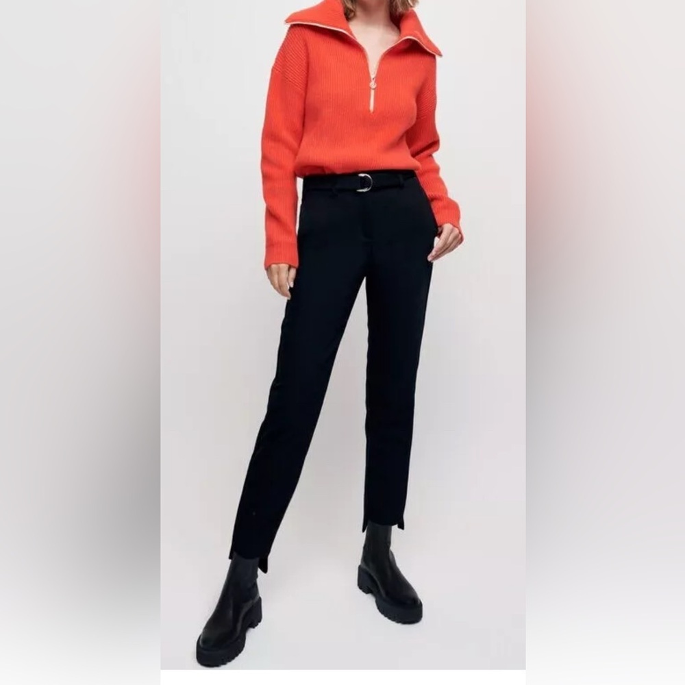 maje palma step hem black pants sz 38/usa 6
